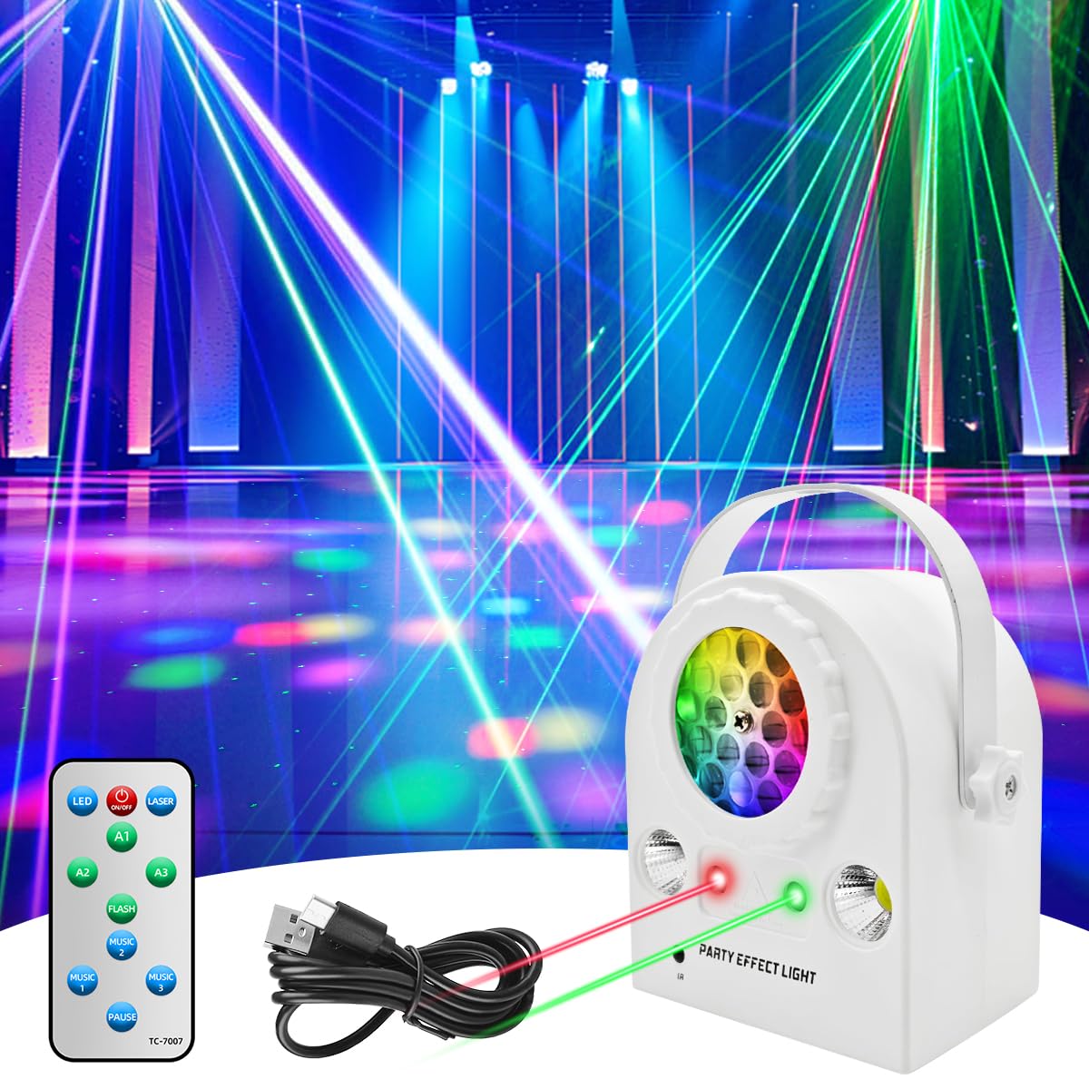 Disco-Partykugel-Licht, aus ABS-Material, mit Fernbedienung, dynamischem LED-Ambientelicht, DJ-Licht, geeignet für Familienfeiern/Partys/Hochzeiten/Bühnenbeleuchtung und andere Anlässe.