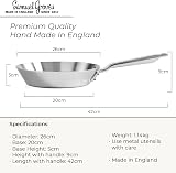 Samuel Groves 26cm Stainless Steel Frying Pan - Tri-Ply Fully Clad, PFAS-Free, Induction, Gas & Oven Safe - Professional Uncoated Skillet - Made in UK Since 1817 - Britain's Oldest Cookware Brand - 2