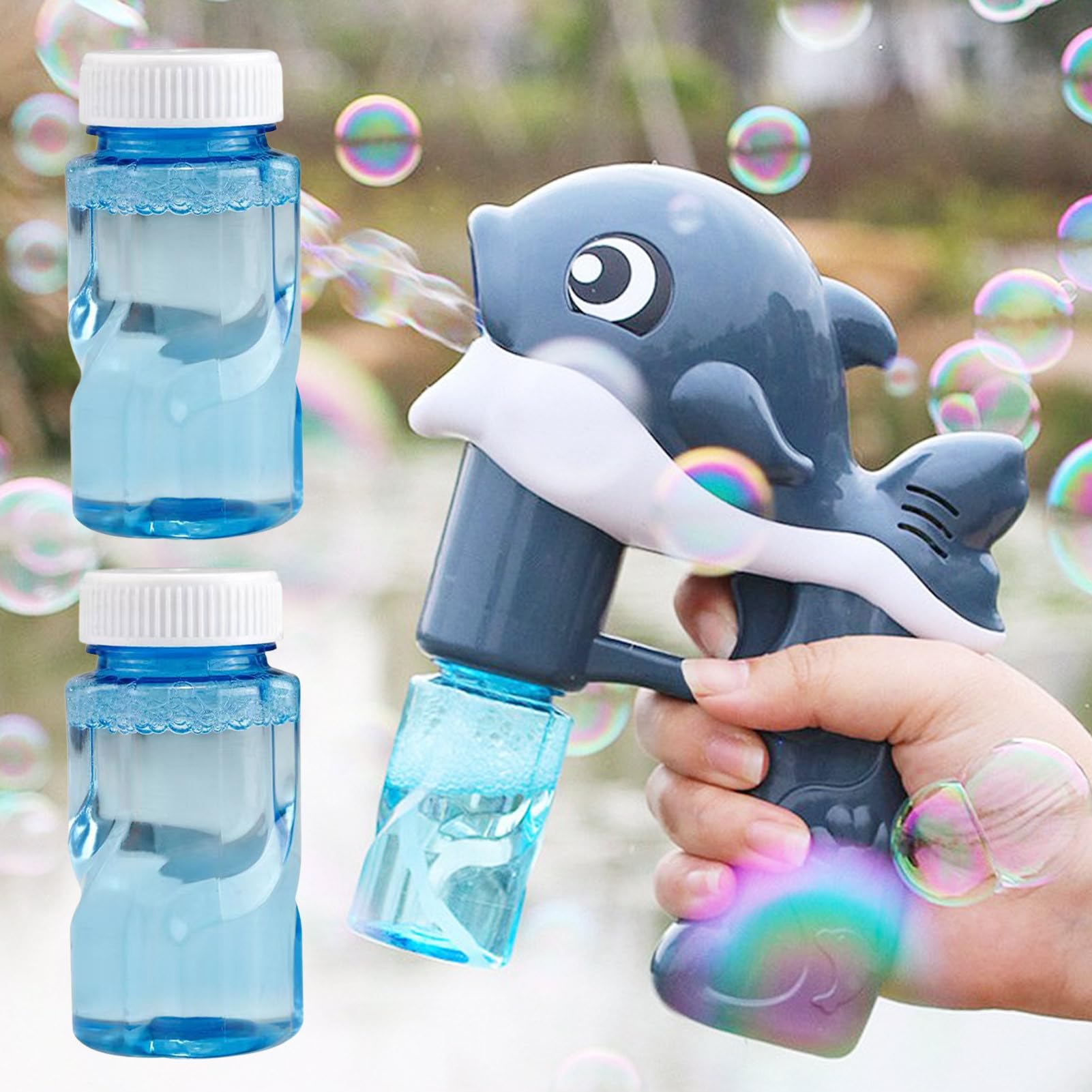 Solution de Recharge à Bulles de 50 ML, 2 liquides à Bulles pour Pistolets à Bulles avec flacons faciles à Verser, Formule concentrée Amusante avec Jeu sûr et Vibrant pour en Plein air fête de
