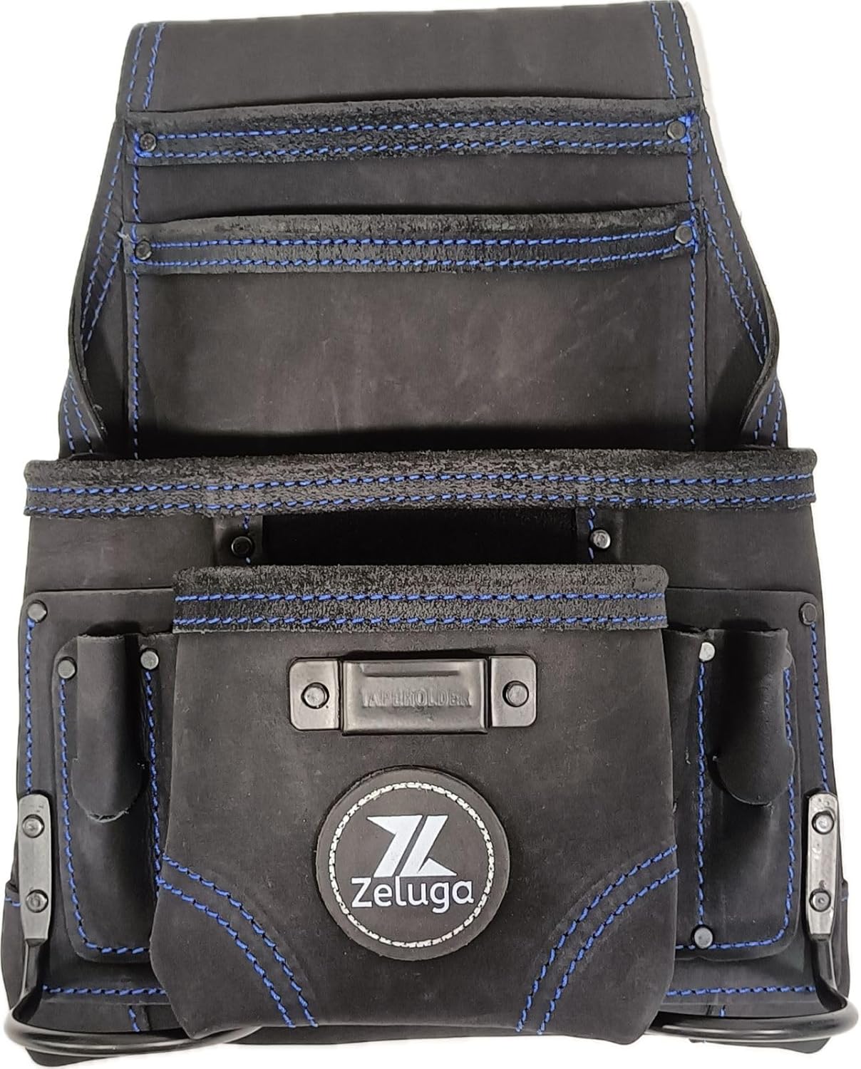 Zeluga 20-501 10 Pockets Premium Nubuck Top-Grain Leather Tool Pouch, Black