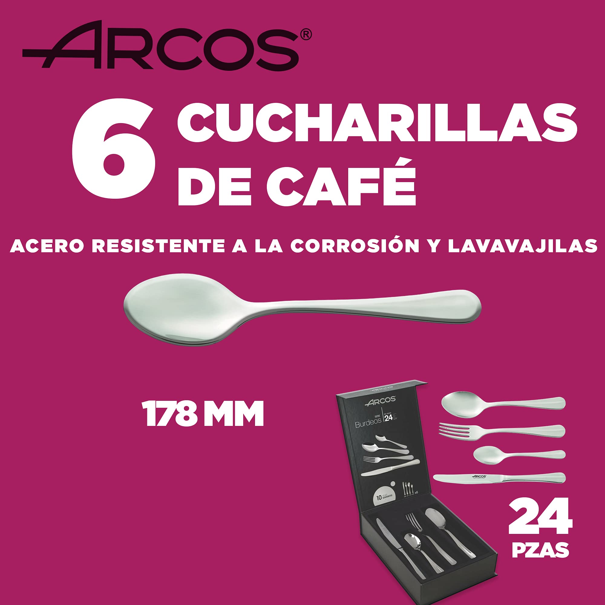 Arcos - Cubertería Burdeos Arcos 24 piezas