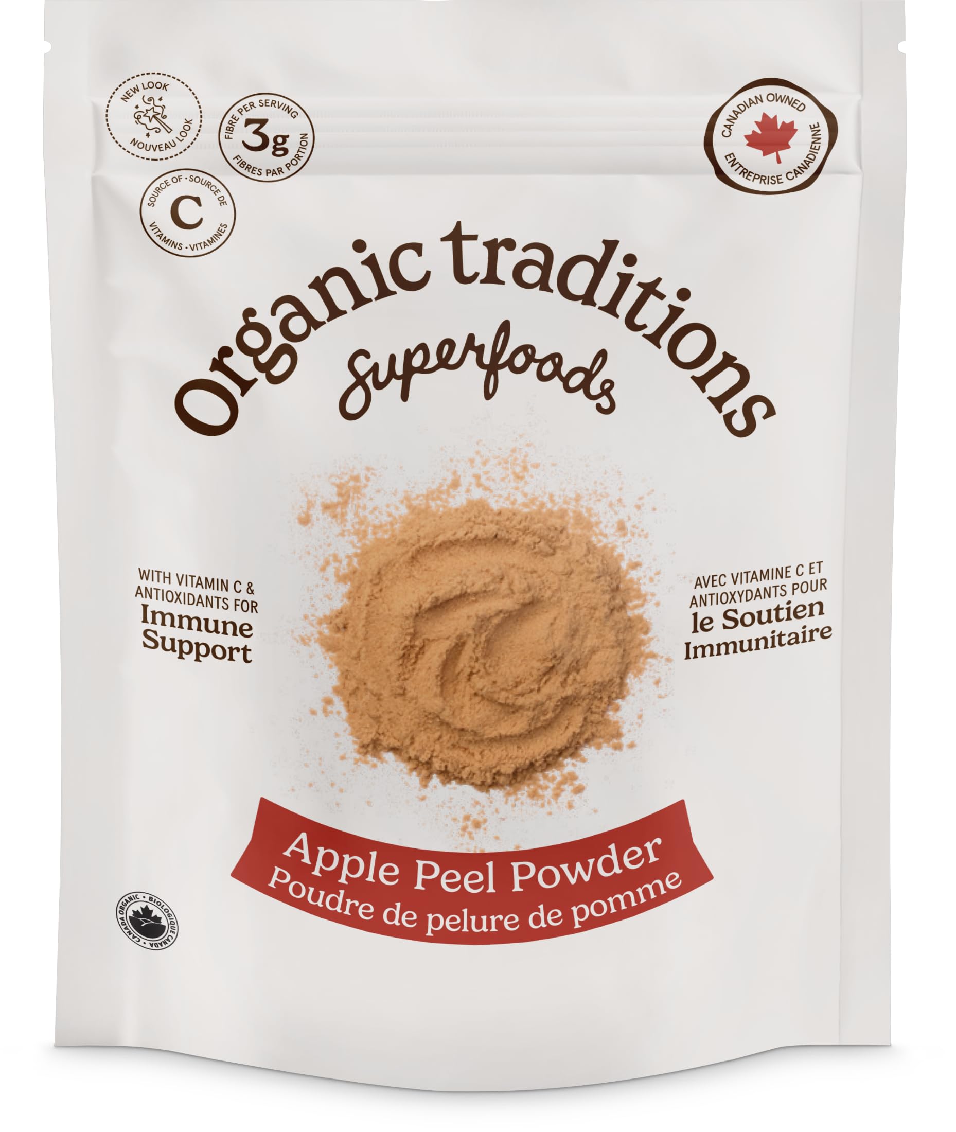 Organic Traditions Organic Apple Peel Powder Organic Apple Powder, Vegan Non-GMO Powdered Fruit, 3.5oz (100g)USDA Organic