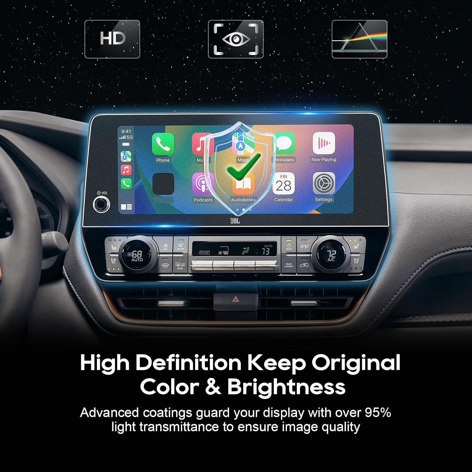 LFOTPP Anti-Glare Matte Screen Protector for 2024 2025 2026 Toyota Grand Highlander(XLE/Limited/Platinum/Max) 12.3In Touchscreen, 9H Glass 2026 Grand Highlander Hybrid Accessories Anti-Fingerprint
