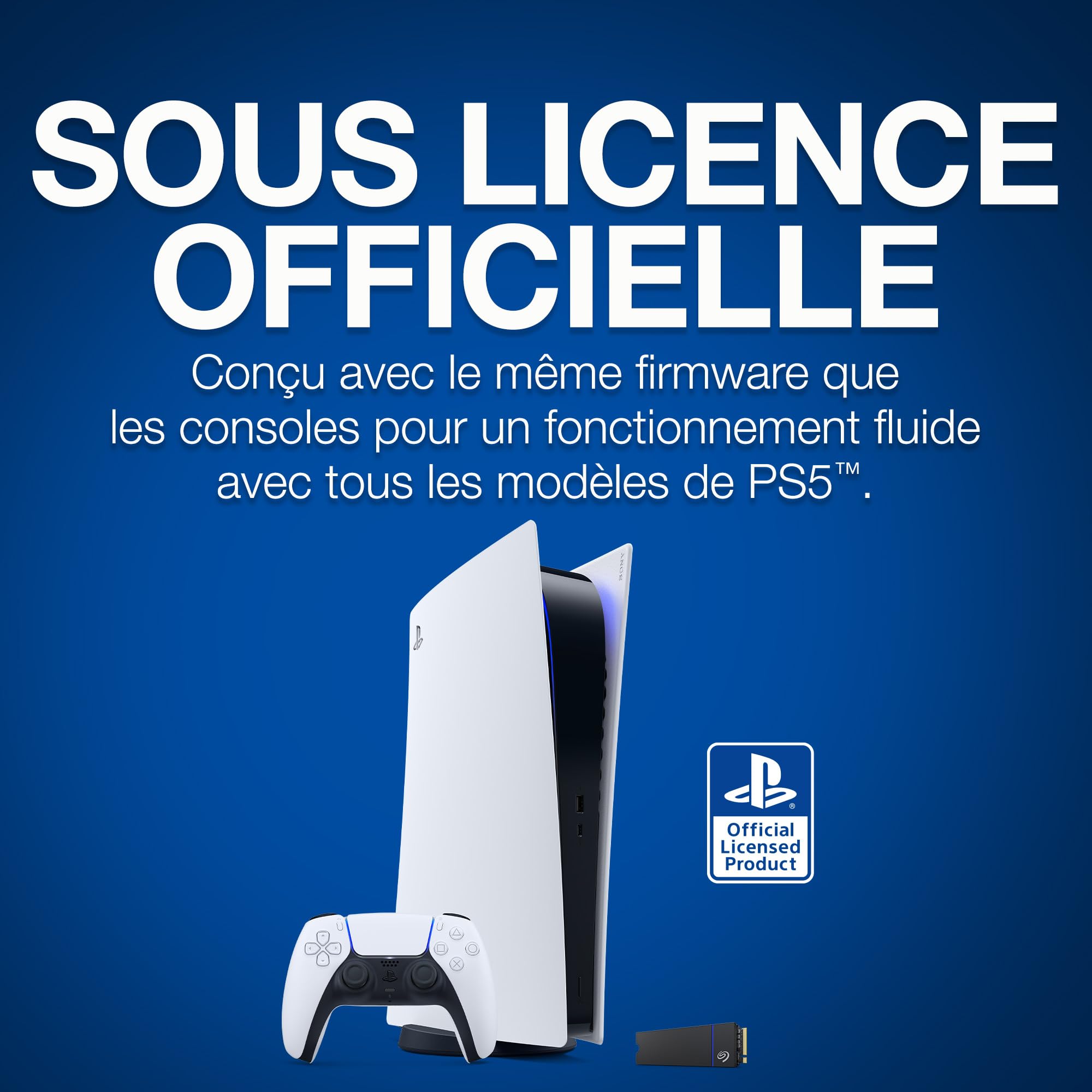 Seagate Game Drive pour PS5, 1 To, SSD interne NVMe – NVMe 1.4 PCIe 4e génération sous licence officielle, jusqu'à 7 300 Mo/s avec dissipateur de chaleur (ZP1000GP3A2001)