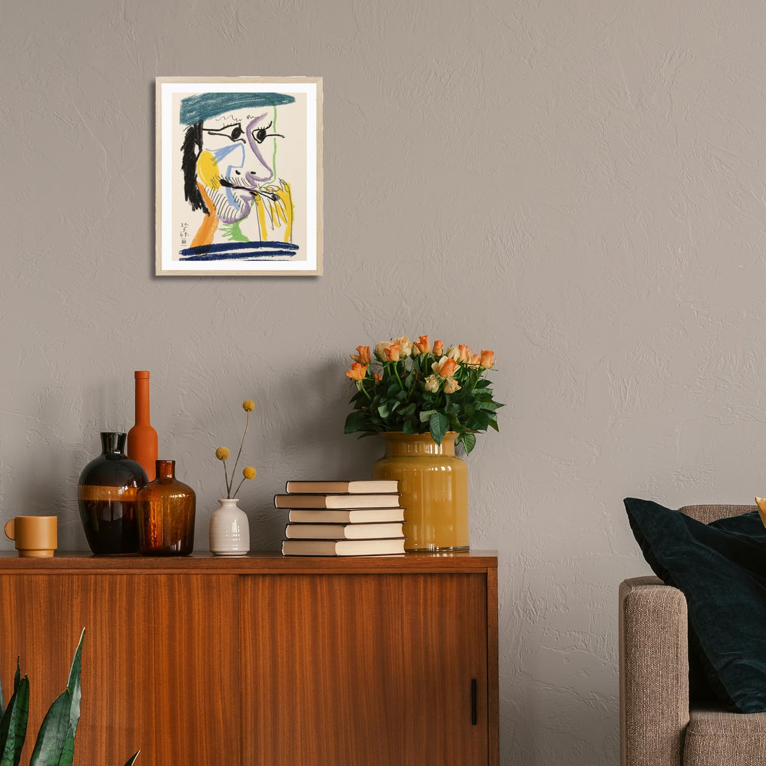 Amazon.com: Picasso Wall Art,Pablo Picasso Art Framed,Smoking Man