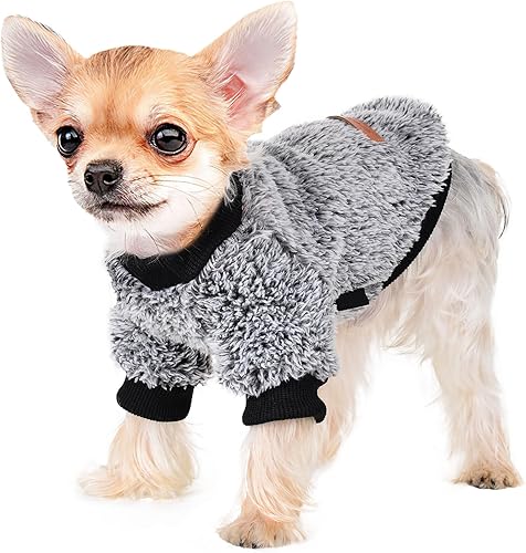 Suéteres para perros pequeños, ropa de forro polar con capucha para perro, suéter cálido de Chihuahua para cachorros de primavera e invierno, suéter