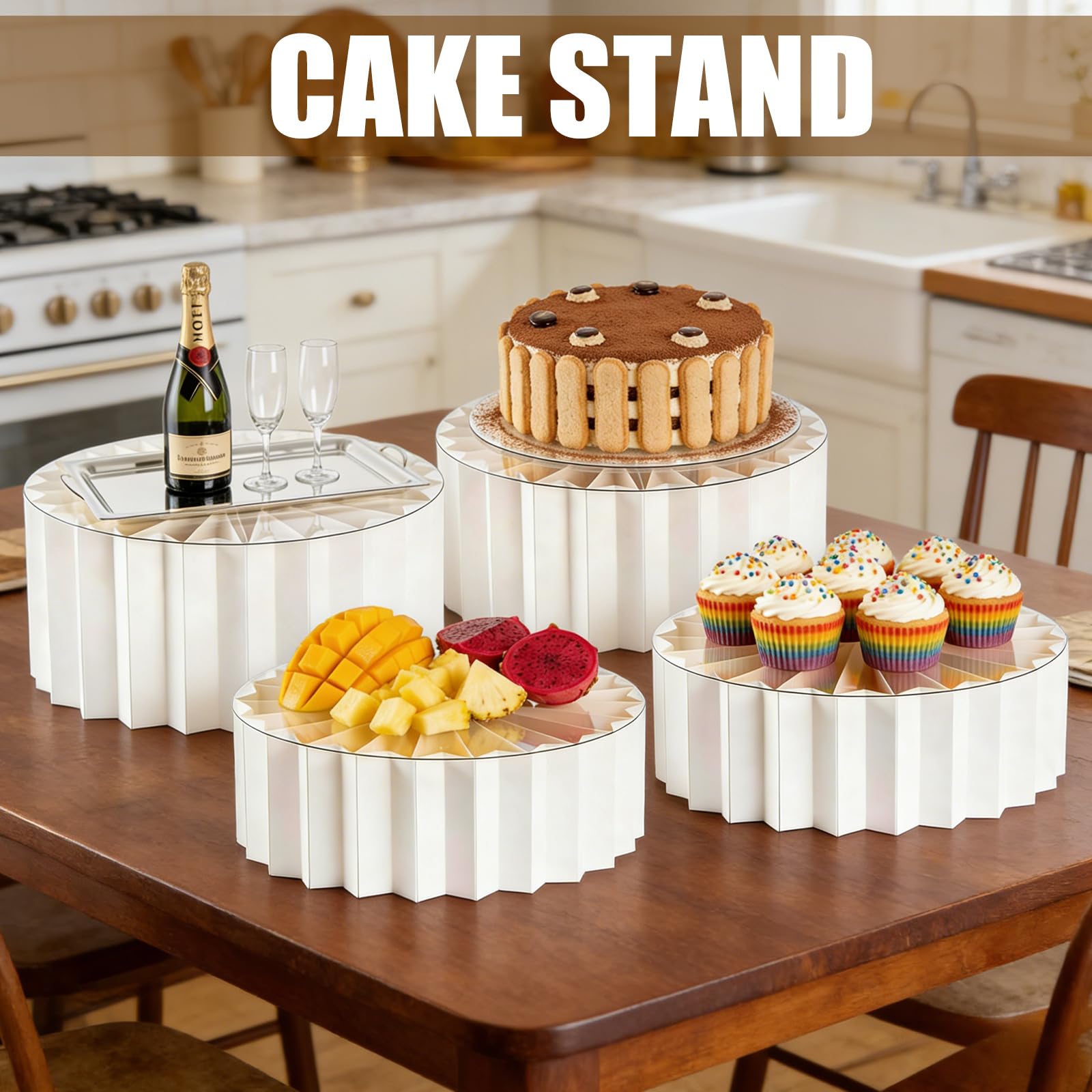 BORDEAG 4 supporti pieghevoli per torte a buffet, per matrimoni, compleanni, feste, caramelle