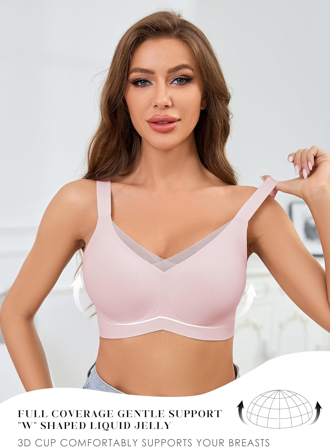 POSESHE Womens Wireless Bras V Mesh Comfortable Bralette Supportive Tshirt No Underwire Seamless Everyday Bra - Image 3