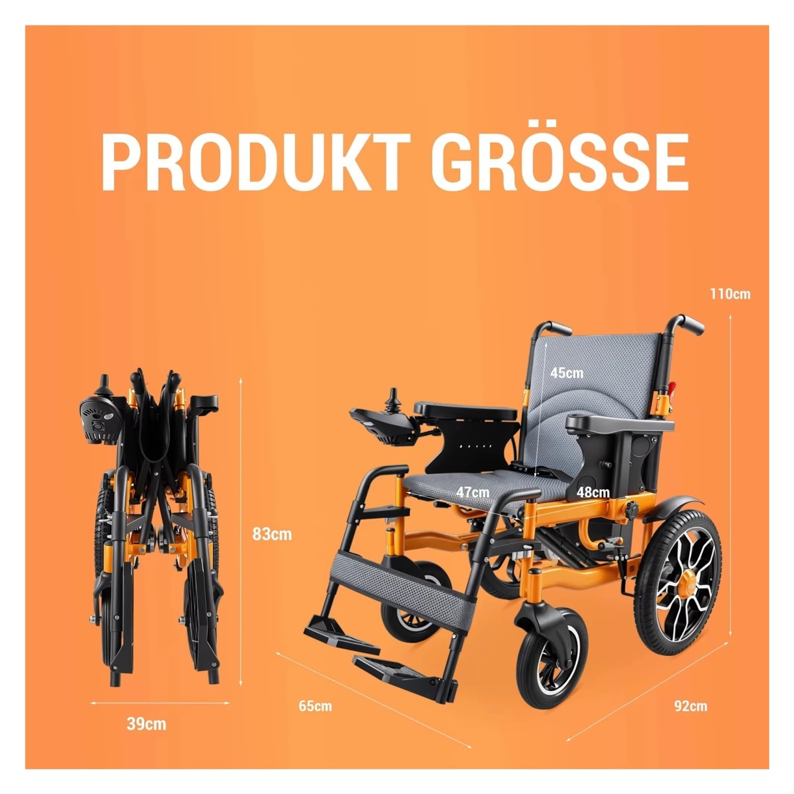 Silla De Ruedas Eléctrica Plegable 500 W, Batería Litio Extraíble 12 Ah, Alcance 20 Km, Neumáticos Todoterreno 40 Cm For Uso Diario Y Al Aire Libre Movilidad Cómoda Fluida