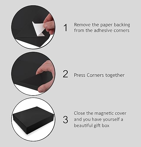 Miniatura 3 de Paquete de 2 cajas de regalo duras negras con tapa de cierre magnético de 7 x 5 x 1.6 pulgadas, cajas rectangulares para regalos con acabado negro