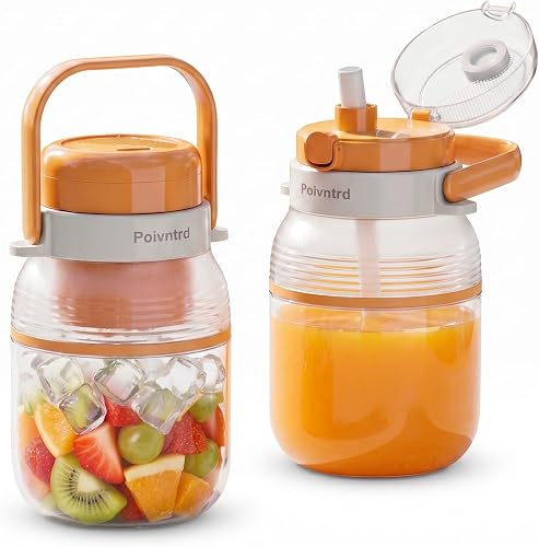 Licuadora Portatil, 80W Wireless Blender 1L Smoothie Shake Juicer Cup | 80W motor, 10-leaf system crushes ice in 30s. 1L BPA-free cup with dual lids. 1500mAh battery, safety lock, easy clean.