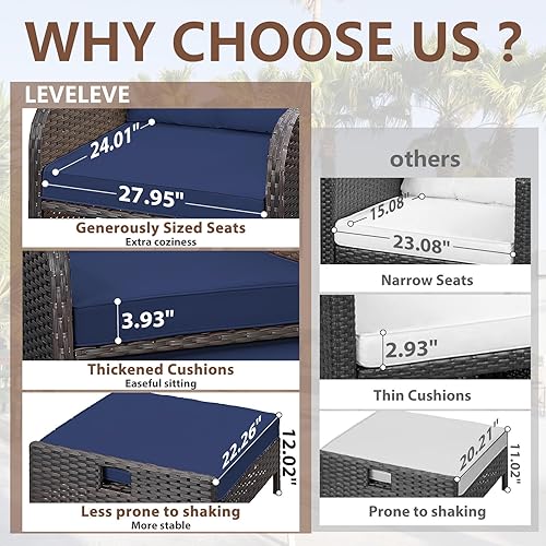 Miniatura 2 de LEVELEVE Balcony Furniture - Juego de 5 piezas para conversación de patio, sillas de mimbre de polietileno para exteriores con cojines suaves, 2