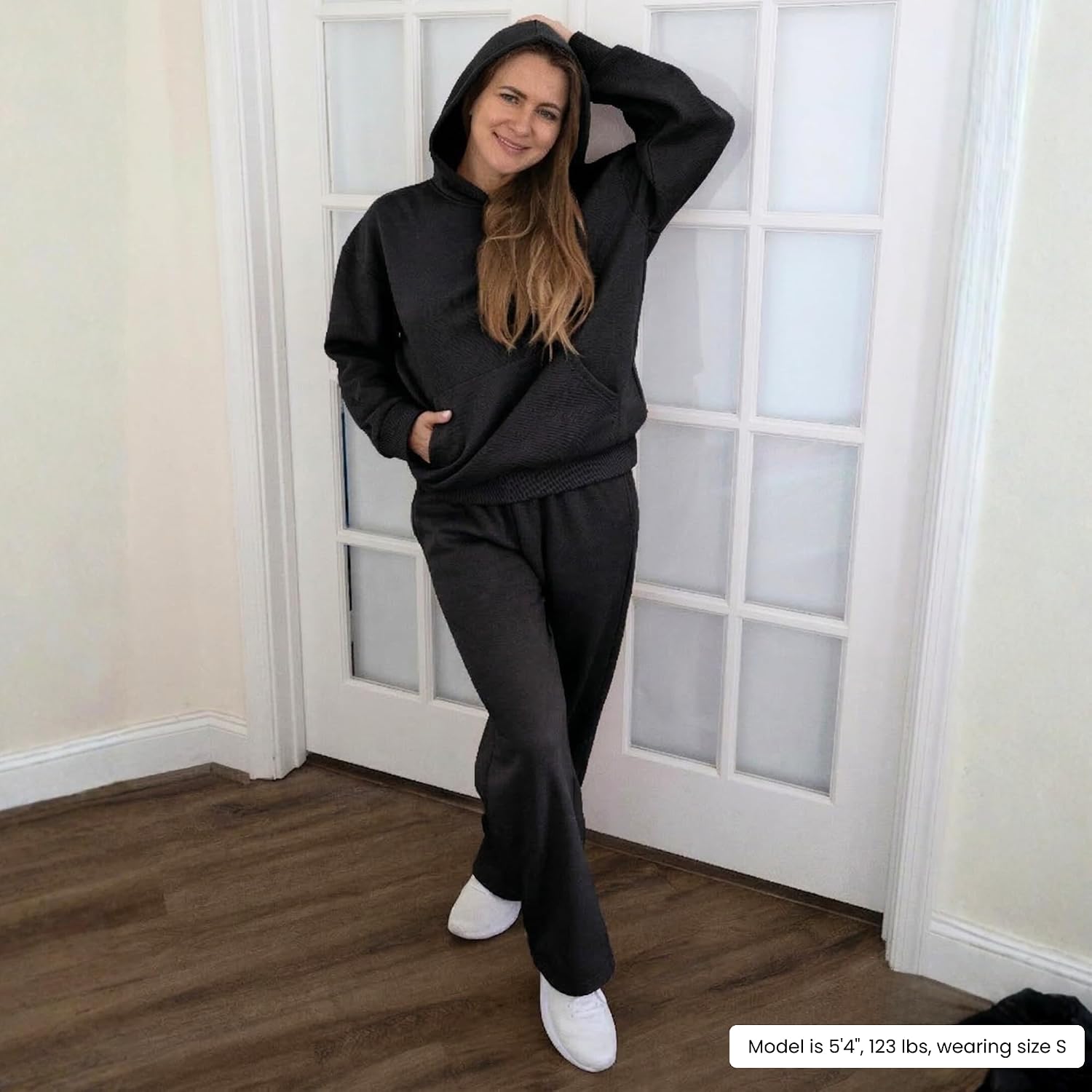 Women 2 Piece Oversized Tracksuits Set Fall Fashion Sweatsuits Lounge Outfits Hoodie Airport Travel Wide Leg Pants