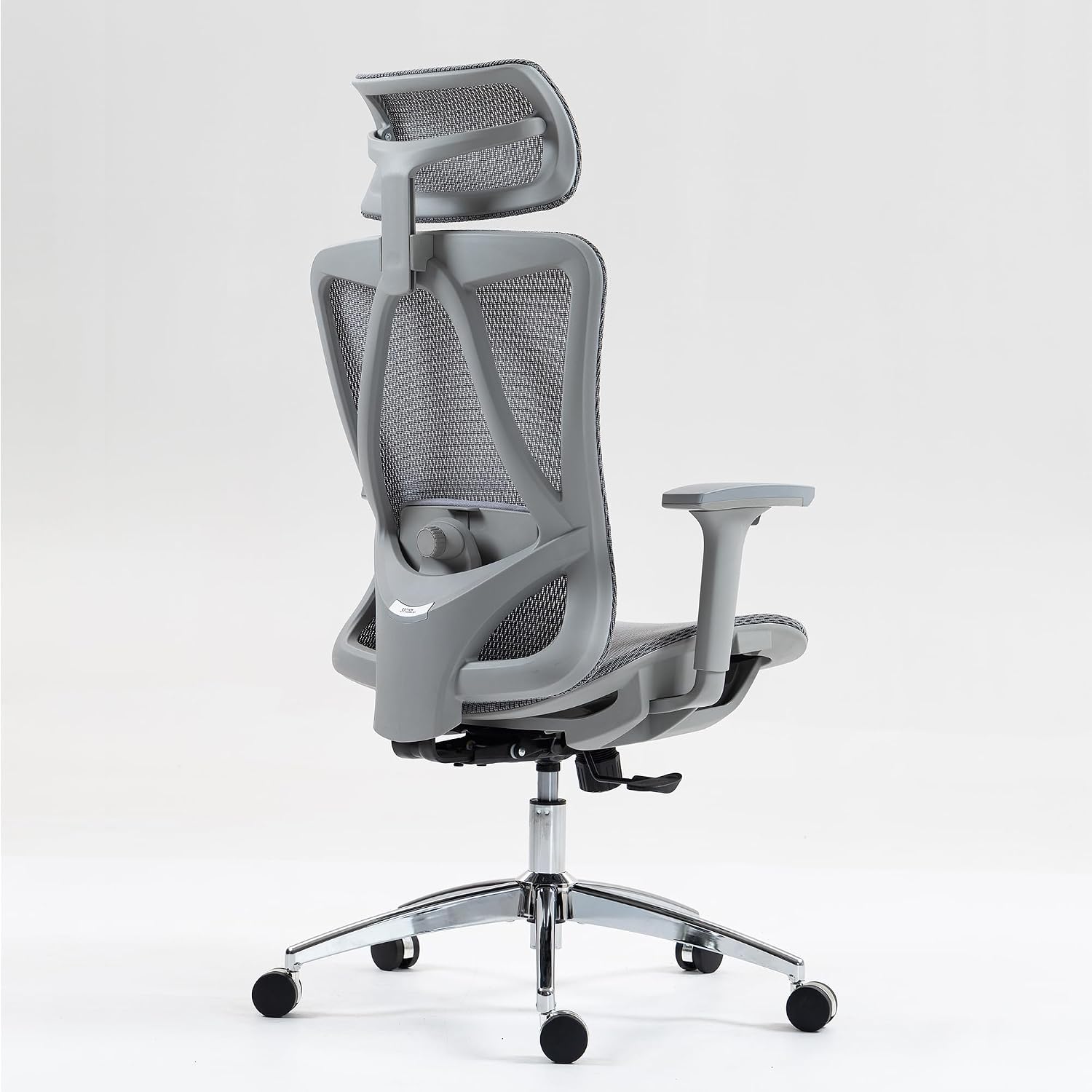 Ergonomic Mesh Office Chair with Adjustable Headrest, High Back Home Office Desk Chair with Lumbar Support, PU-Cushioned Armrests, 90–120° 3-Level Tilt Lock, Silent Wheels, 300 lbs Capacity, Grey