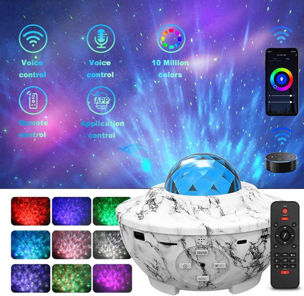 Foreita Star Projector - Star Projector Night Light Working with Smart APP & Alexa Best for Bedroom Living Room Suitable for Christmas (Marble Color)