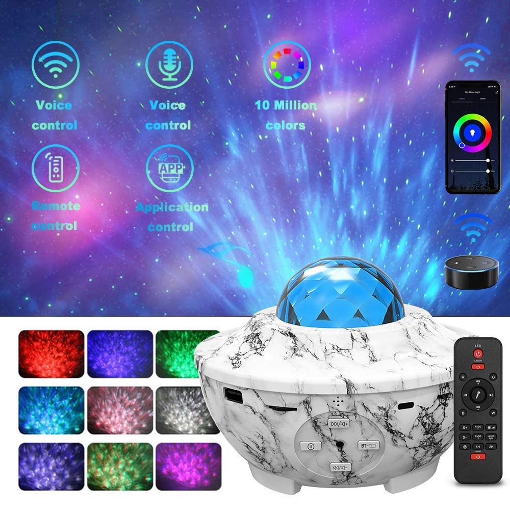 Foreita Star Projector - Star Projector Night Light Working with Smart APP & Alexa Best for Bedroom Living Room Suitable for Christmas (Marble Color)