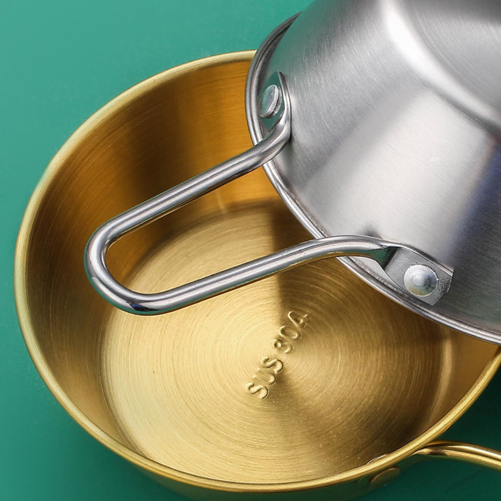 NLAIOUSL Practical Round Rice Bowl With Handle Stainless Steel Bowls With Handle Suitable For Home Office And Outdoors Dining