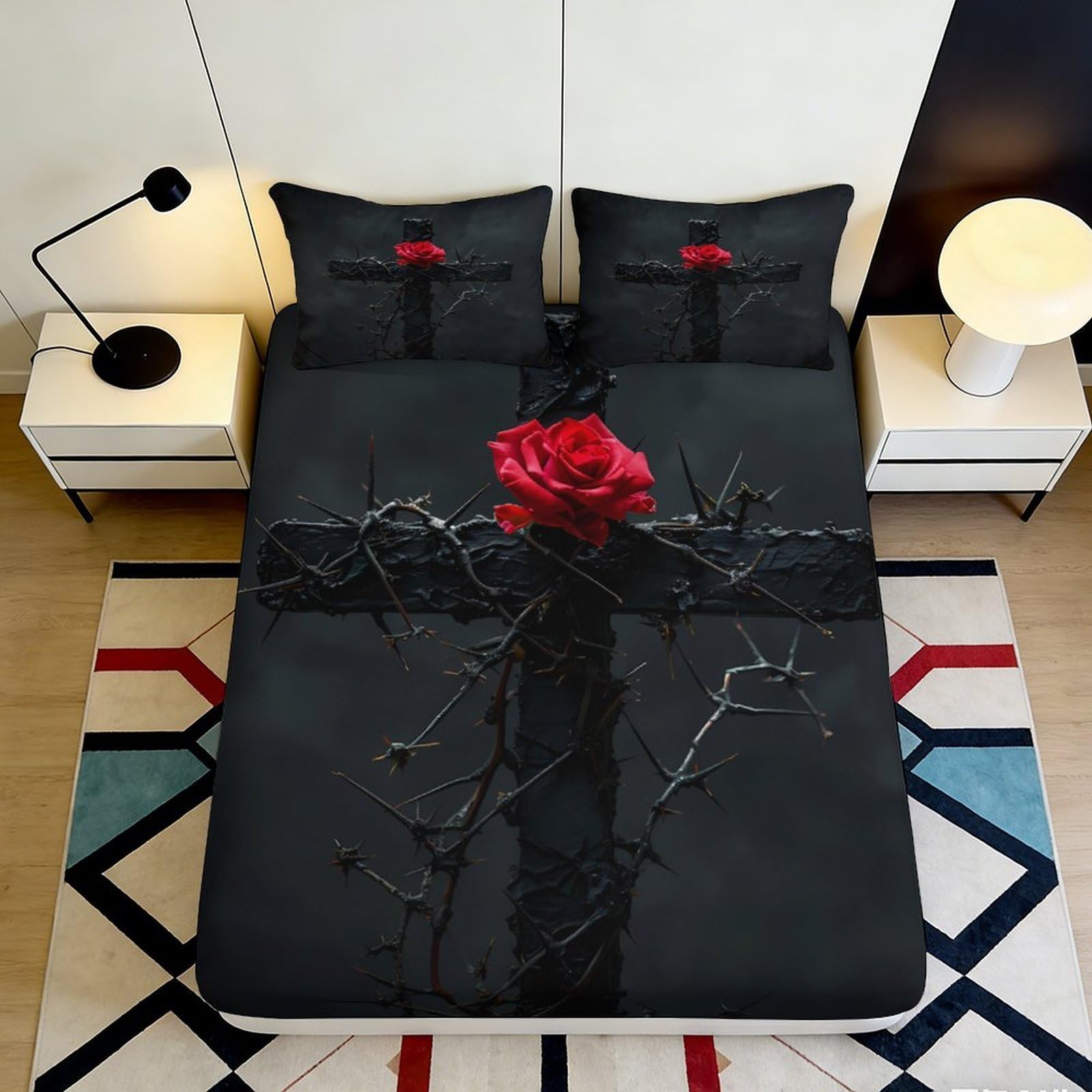 3D Printed Tropical Parrot Fitted Sheet Microfiber Easy Care Floral Bed Cover Non-slip Decor for Bedroom Dorm Room 90x200x25cm