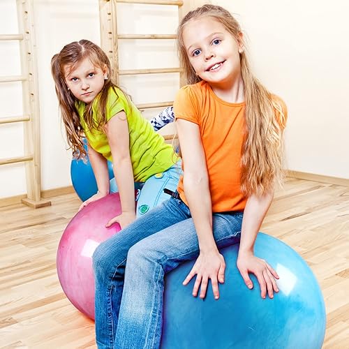 Miniatura 7 de Jadive 2 bolas hinchables marmoleadas de 24 pulgadas, bolas gigantes que rebotan tamaño grande, bola enorme de goma sensorial con bomba de aire para