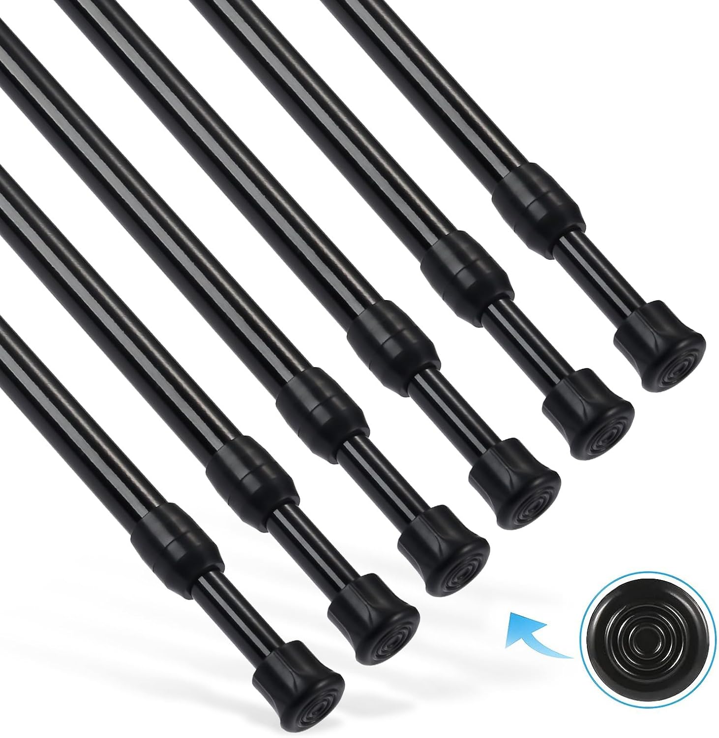 1 pc only  Tension Rod, Goowin Tension Rods for Windows, No Drilling Rustproof Spring Adjustable Tension Curtain Rod for Doors, Windows, Wardrobe Bars, Drying Support Rods (Black, 24-43 inch) 24-43 inch-6 Pcs Black
