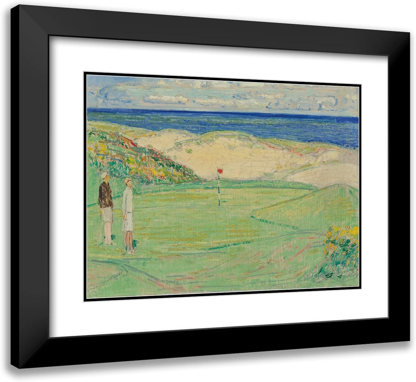 ArtDirect Childe Hassam 18x14 Black Modern Frame and Double Matted Museum Art Print Titled - East Course, Maidstone Club (1926)