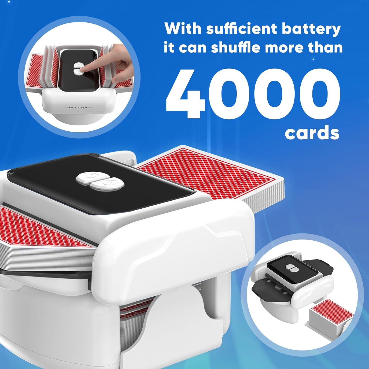 GIRAVO Automatic Card Shuffler for 1–2 Decks, Rechargeable 2600mAh, One-Click Auto & Manual Modes, Fast Quiet Shuffling, Portable Casino Card Shuffler for Poker-Size Playing Cards, USB-C Charging