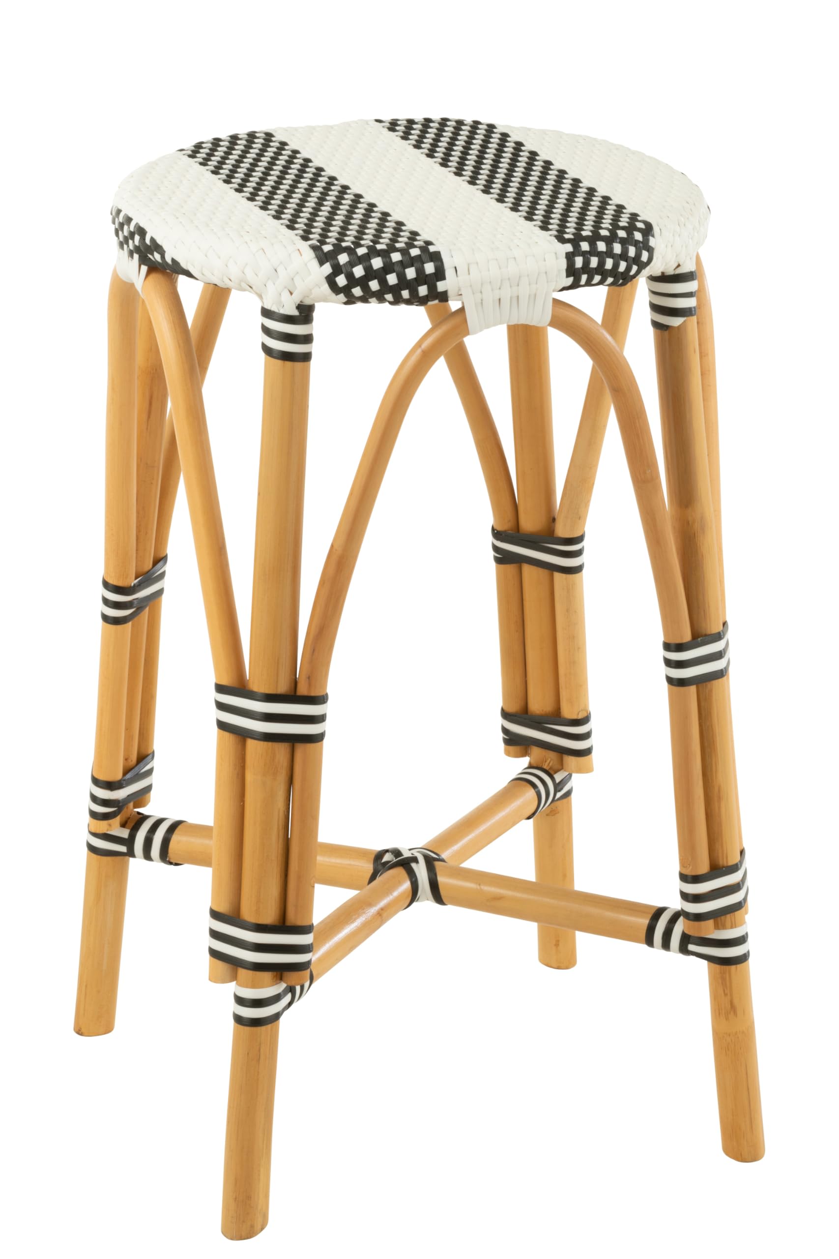 J-line Tabouret - rotin - Noir/Blanc - Large