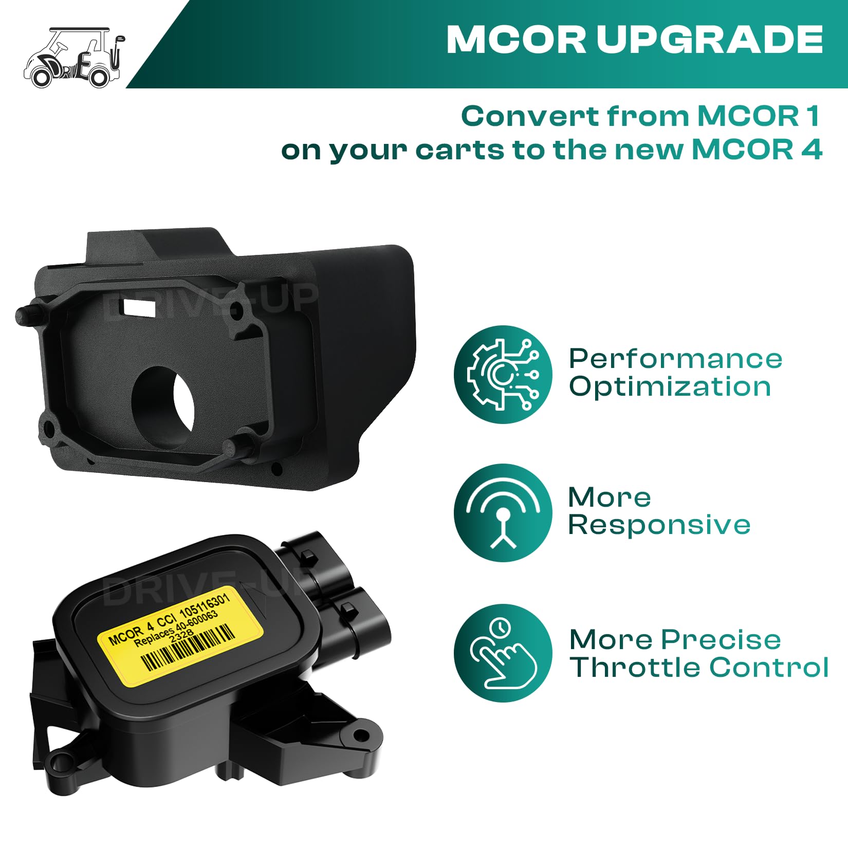 Drive-up MCOR 4 Umwandlung Drosselklappenpotentiometer, passend für Club Car DS/Carryall/Tempo- AM293101, 105116301 (MCOR 4 Umbausatz)