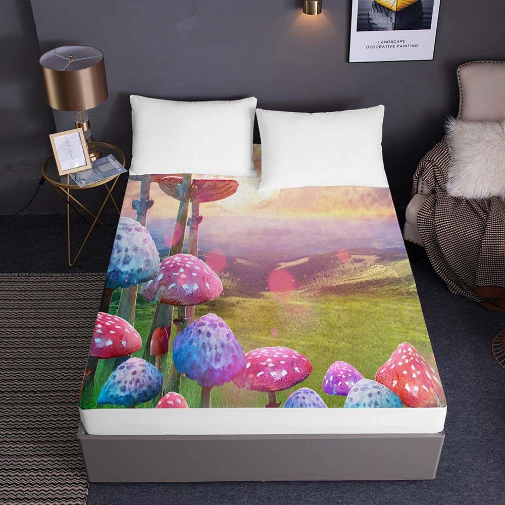 Drap housse 180x200 microfibre champignon antidérapant protection lit