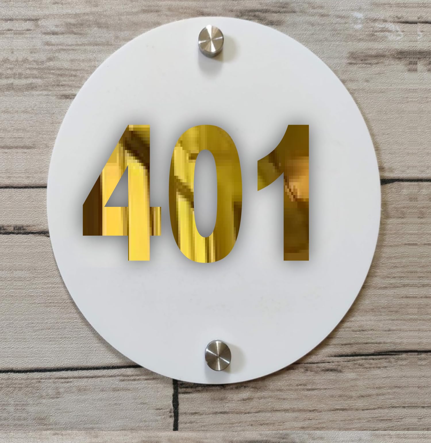 Room Number Plate No 401 | Mirror Gold with White Acrylic Number Plate with Double Side Tape On Backside-image-30