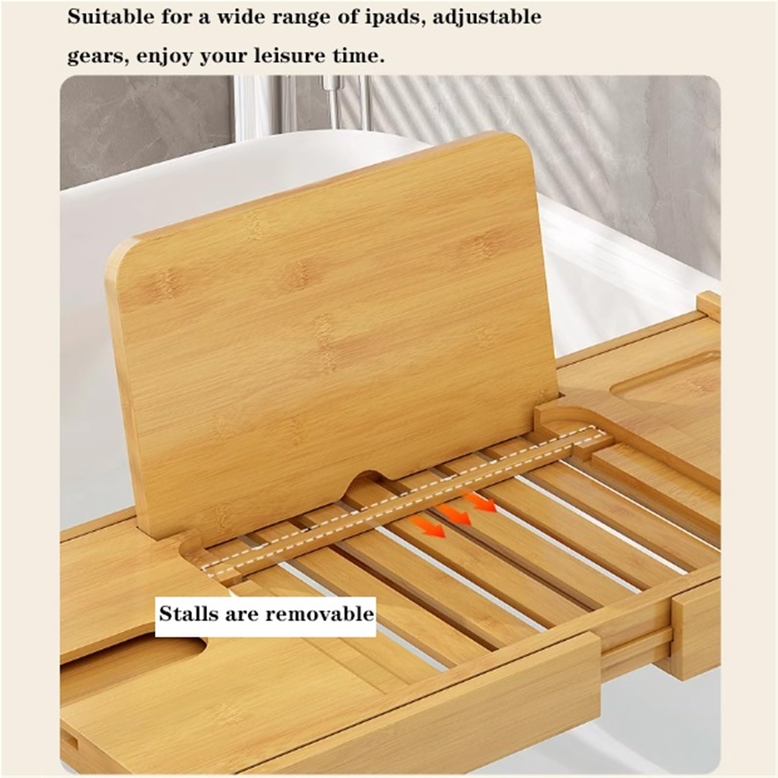 Bandeja de bambú para bañera con soporte para copas de vino, diseño extensible para gran capacidad, perfecto regalo de inauguración de la casa o cumpleaños
