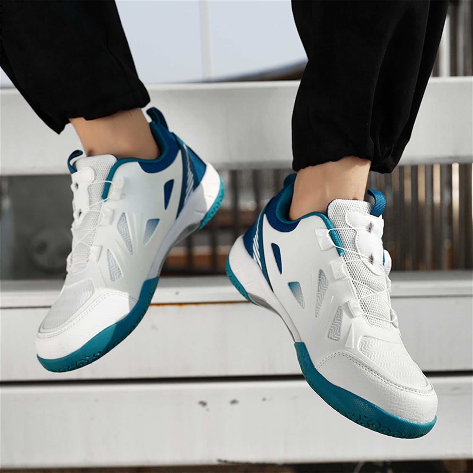 JiuQing Męskie buty do badmintona pickleball tenis buty sportowe lekkie antypoślizgowe buty do fitnessu