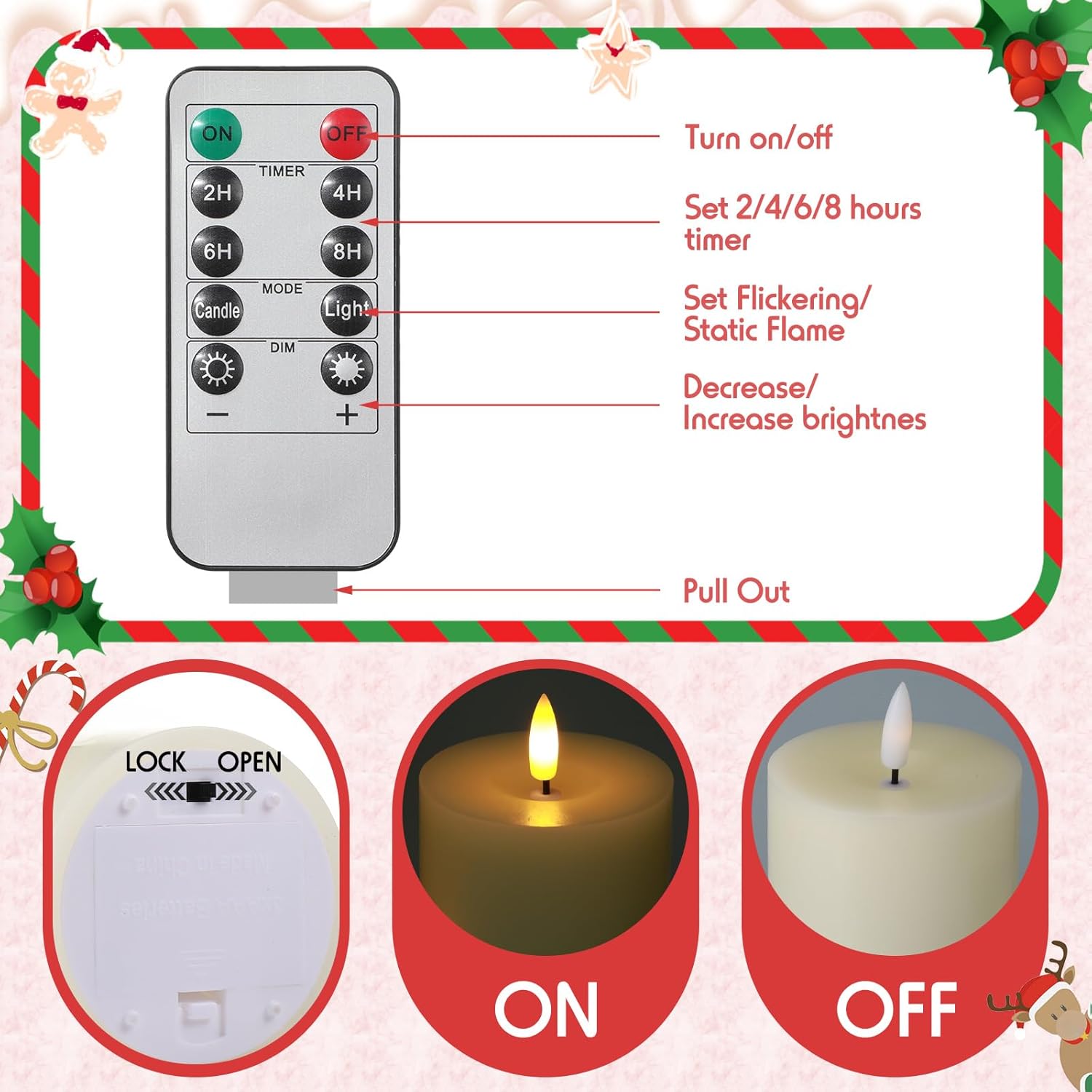 Retisee 3 Pcs Fall Thanksgiving Large Flameless LED Battery Operated Candles with Remote Halloween Real Wax Candles for Indoor Outdoor Party Wedding Lights Decorations(White)