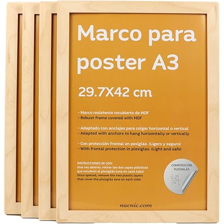 Set 2 Cornici Legno Quercia Naturale A4 21x30cm - Con Passpartout 13x18cm, Vetro Plastica, Per Parete - Foto 5