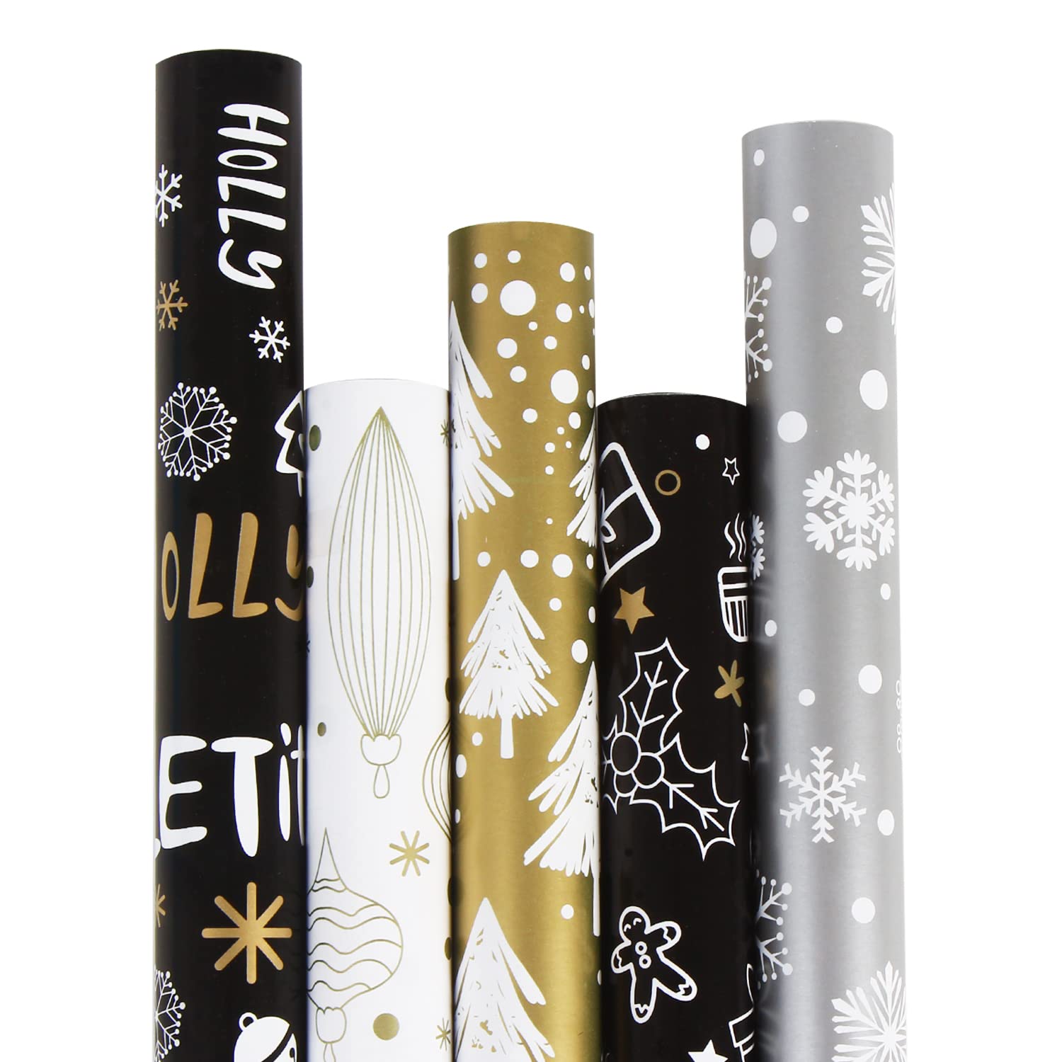 VEYLIN Christmas Wrapping Paper - 5 x 3M Roll Xmas Wrapping Paper Roll for Gift Boxes Festival Decoration (43.2cm x 15M)