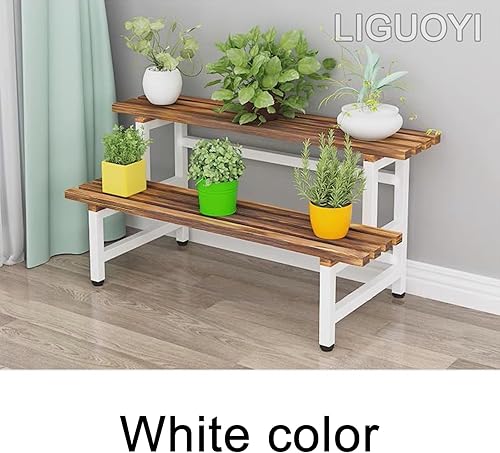 Miniatura 9 de LIGUOYI Soporte para plantas de escalera, estante de exhibición para macetas, estante de almacenamiento de 2 niveles, estante multifuncional para
