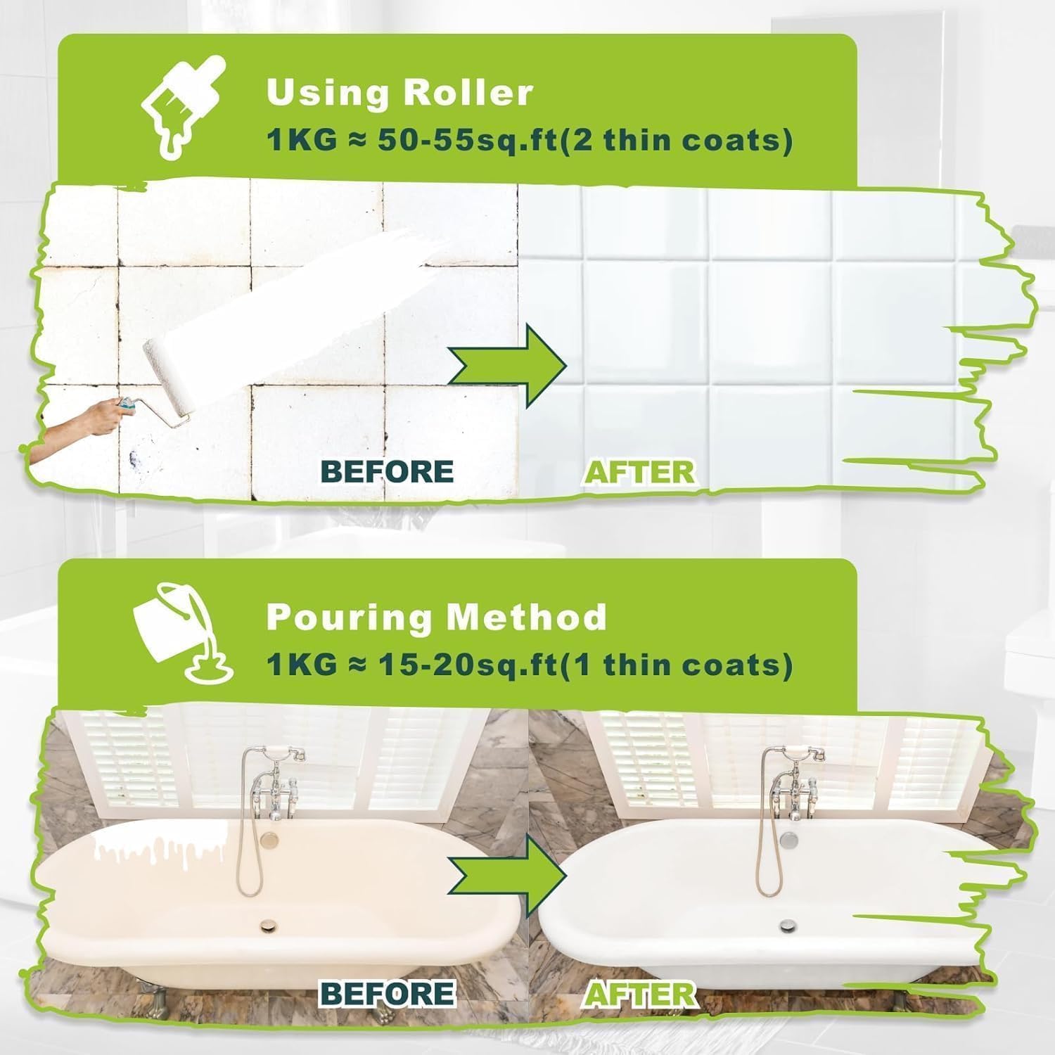 For Bathtub 35oz Water-Based Tub & Tile Refinishing Kit - Low Odor