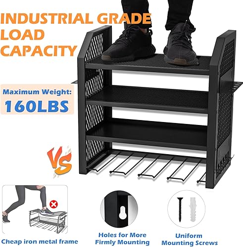Miniatura 3 de Nidouillet Organizador de herramientas eléctricas, soporte de pared para taladro de 4 capas, estante de almacenamiento de herramientas eléctricas