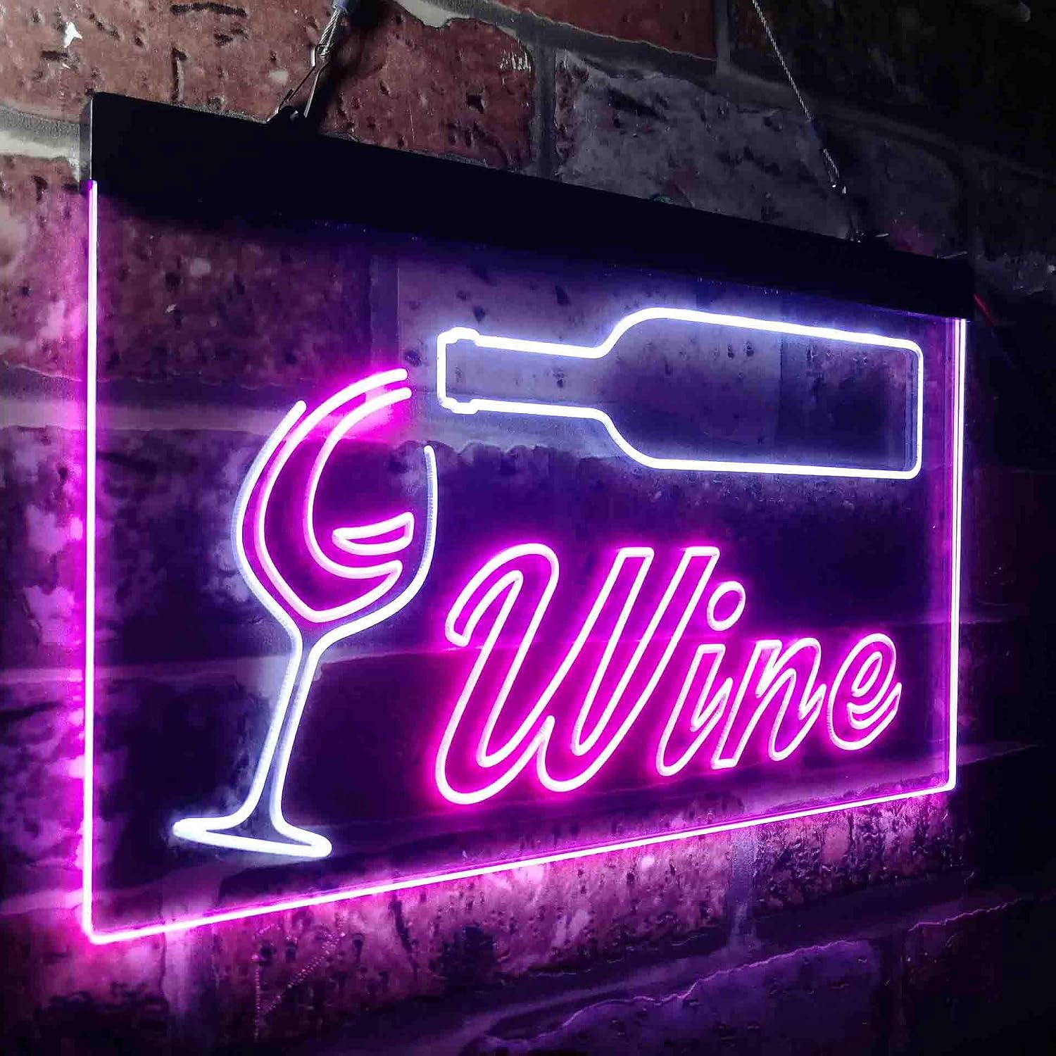 ADVPRO Wine Bar Bottle Glass Cup Beer Dual Color LED Neon Sign White & Purple 12 x 8 Inches st6s32-i3662-wp