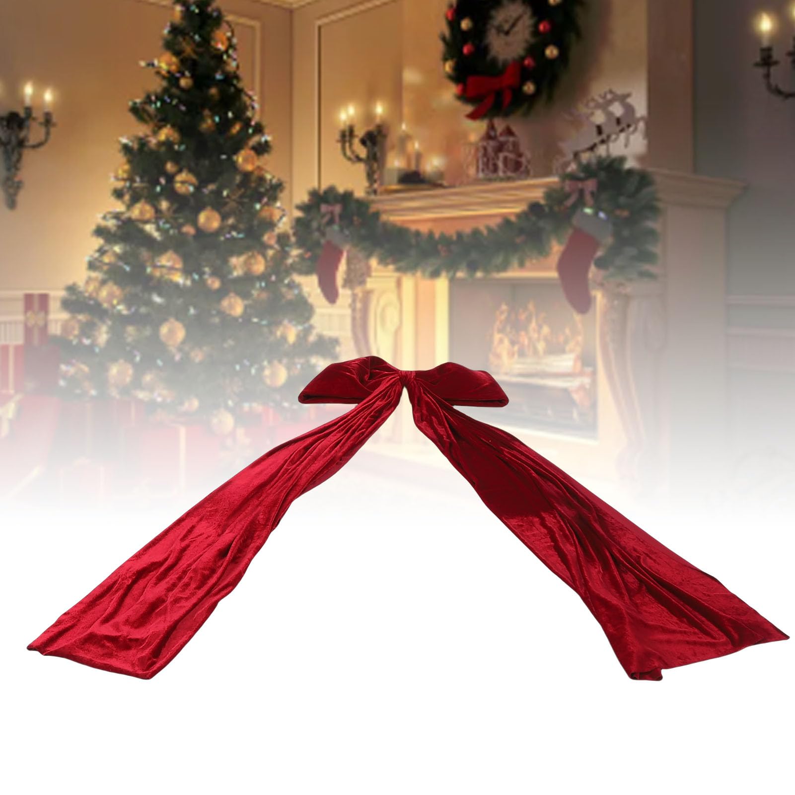 Sonew Große Schleife für die Weihnachtsbaumspitze, 1,5 M, Schleife, Dekoration für Weihnachtsbaum, Haustür, Veranda, Urlaub, Party, Hochzeit, Roter Dekorativer Akzent