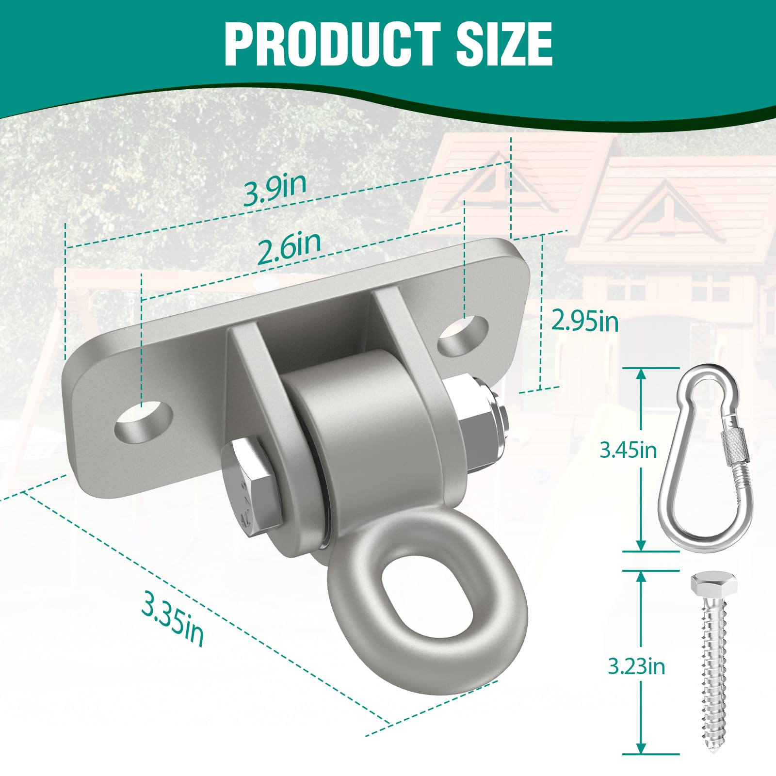 BETOOLL Ganci per Altalena con Cuscinetti, Kit Pesante per Altalena da Veranda per Appendere per Parco Giochi all'aperto, Albero, Montaggio a Soffitto per Interni, Staffe, Ganci per Amaca da Yoga