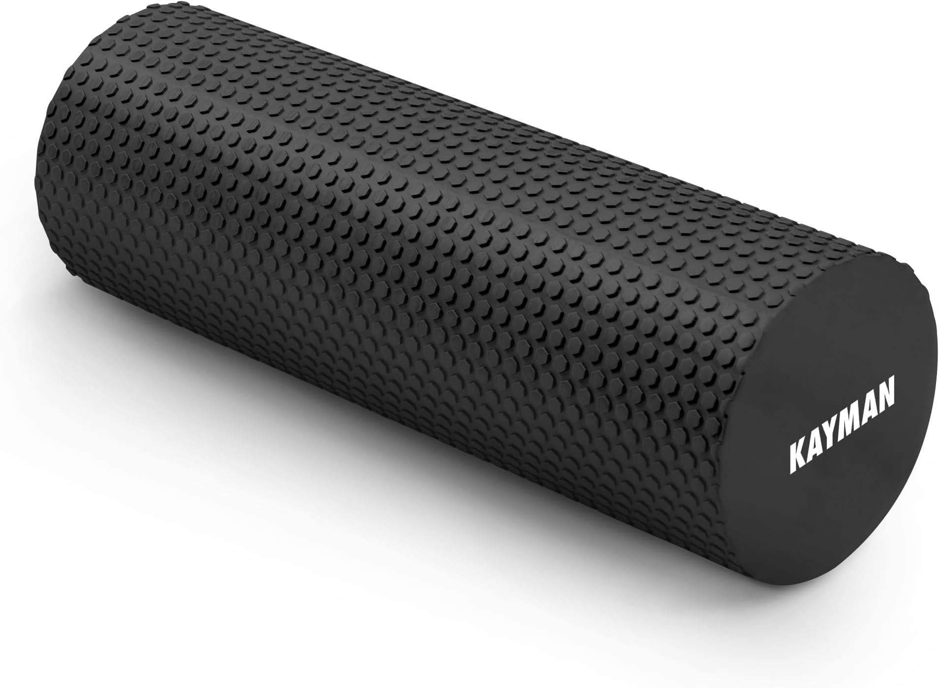 KAYMAN Sports Foam Roller Sports Recovery, Deep Tissue Muscle Tension Relief & Circulation Increase Portable & Lightweight Self Massager for Back, Legs, Gym, Pilates & Yoga EVA 44.5 x 15cm (Black)