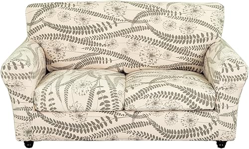 Miniatura 37 de KRFOONN Funda de sofá de 4 piezas con estampado para sofás de 3 cojines, funda elástica con 3 fundas de cojín separadas, protector de muebles Color