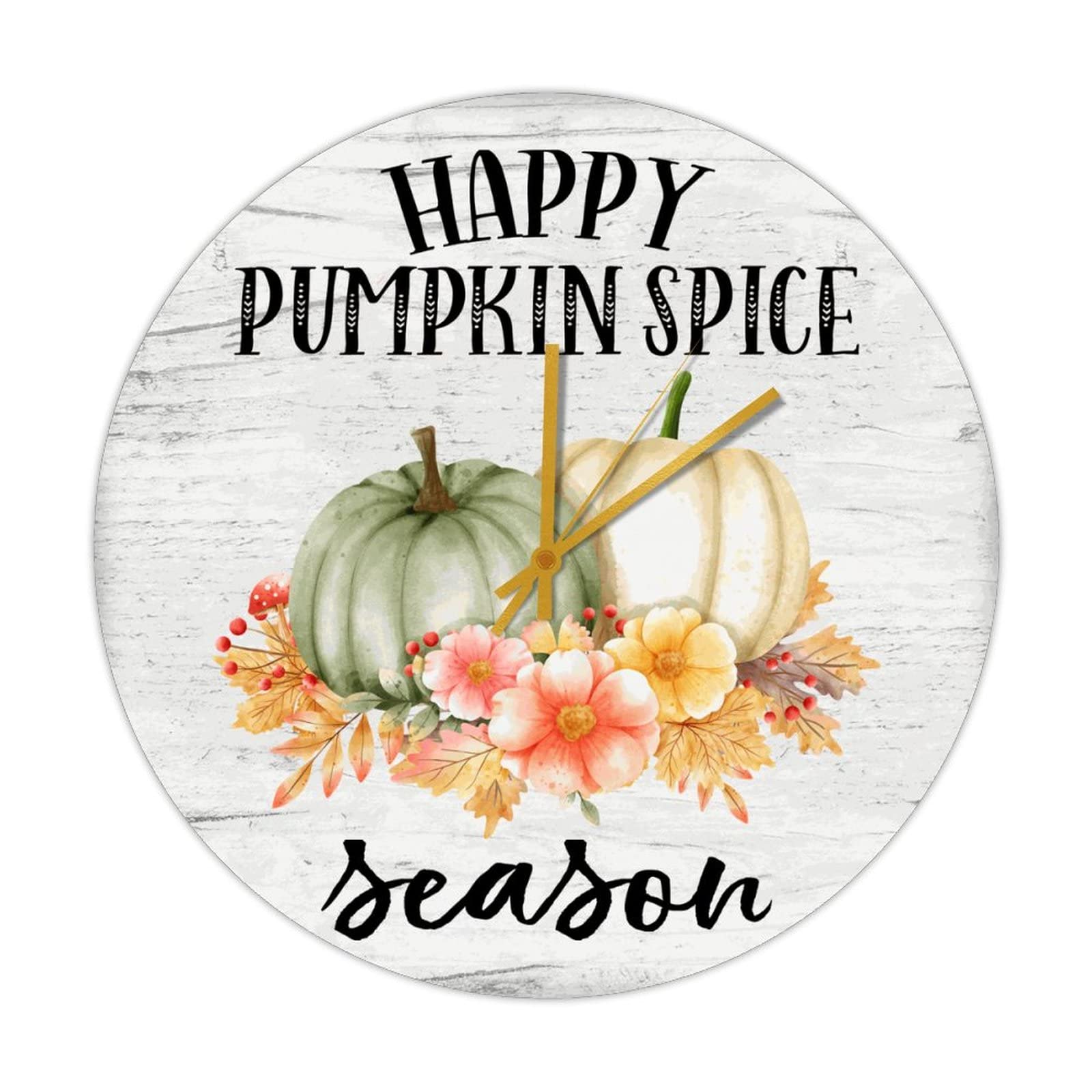Horloge murale vintage en bois d'automne citrouille silencieuse 38cm
