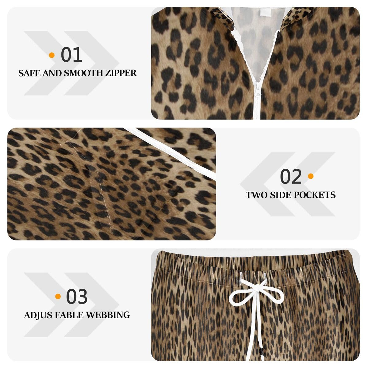 Conjunto deportivo de 2 piezas para mujer, diseño de piel de leopardo, manga larga, conjunto deportivo de piel de animal