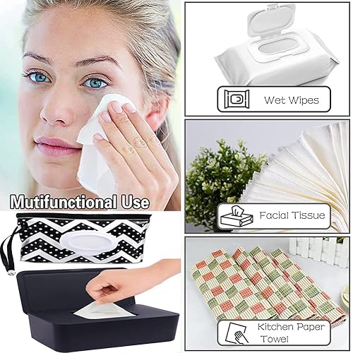 Miniatura 5 de Dispensador de toallitas para bebés, soporte para toallitas con contenedor portátil de toallitas de viaje, bolsa reutilizable recargable para