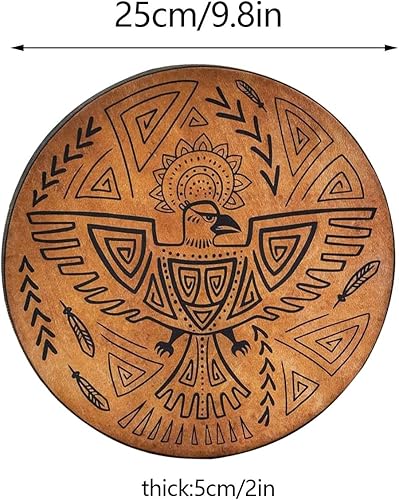 Miniatura 10 de Firlar Tambor de chamán, tambor de chamán hecho a mano con patrón de cuervo de 10 pulgadas con baqueta, instrumento espiritual, aspecto exquisito,