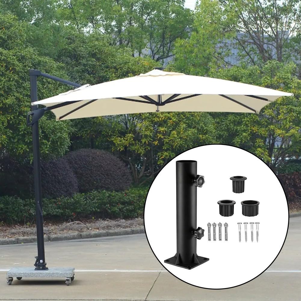 Paragüero para exteriores con base de hierro pesado, soporte triangular para patio, jardín, terraza y playas, diseño resistente a la intemperie para Stabili