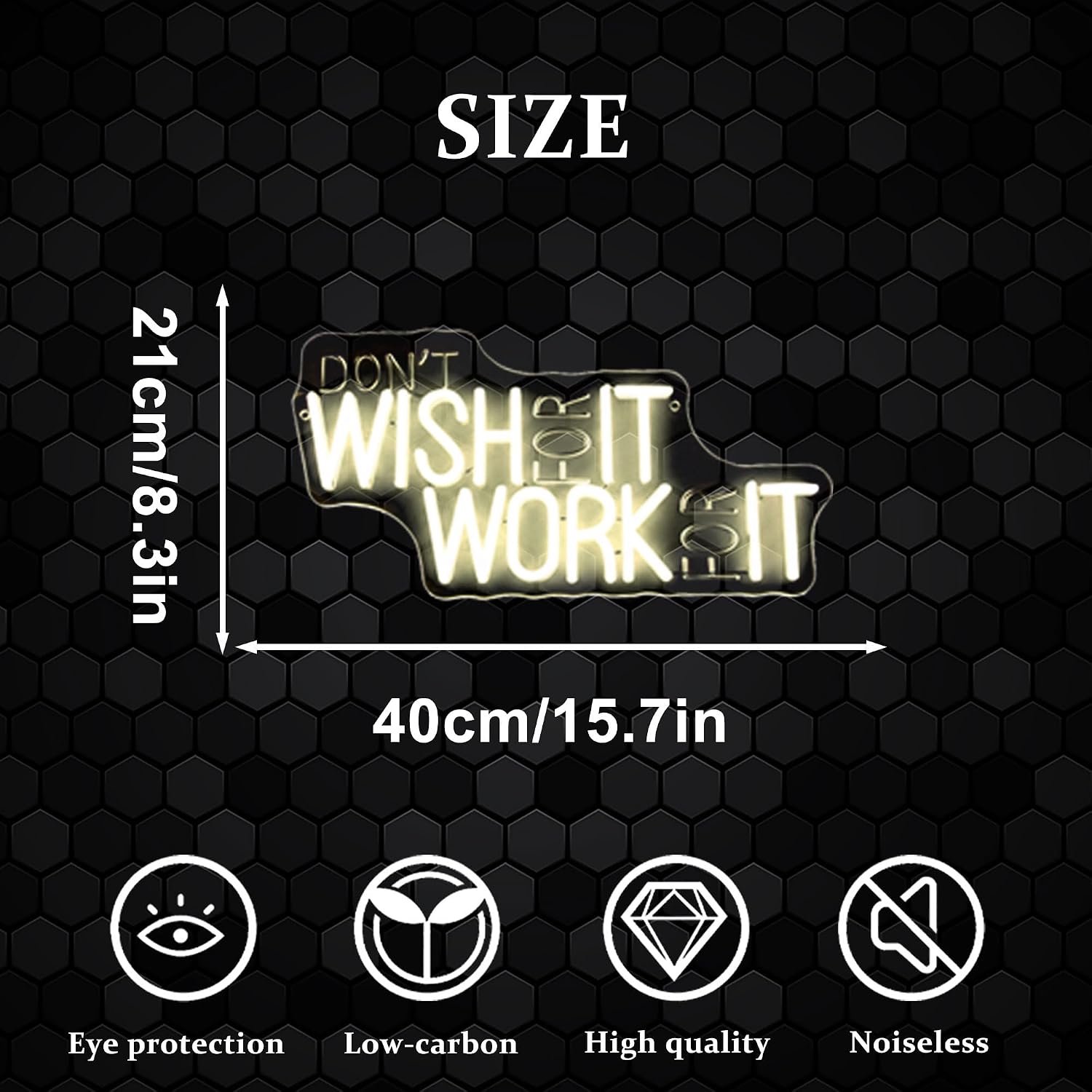 Don'T Wish For It Work for It Neon Sign, Motivational Neon Light USB Powered LED Dimmable, for Inspirational Wall Decor Home Office Gym Studio(15.7 * 8.2 In) image 5