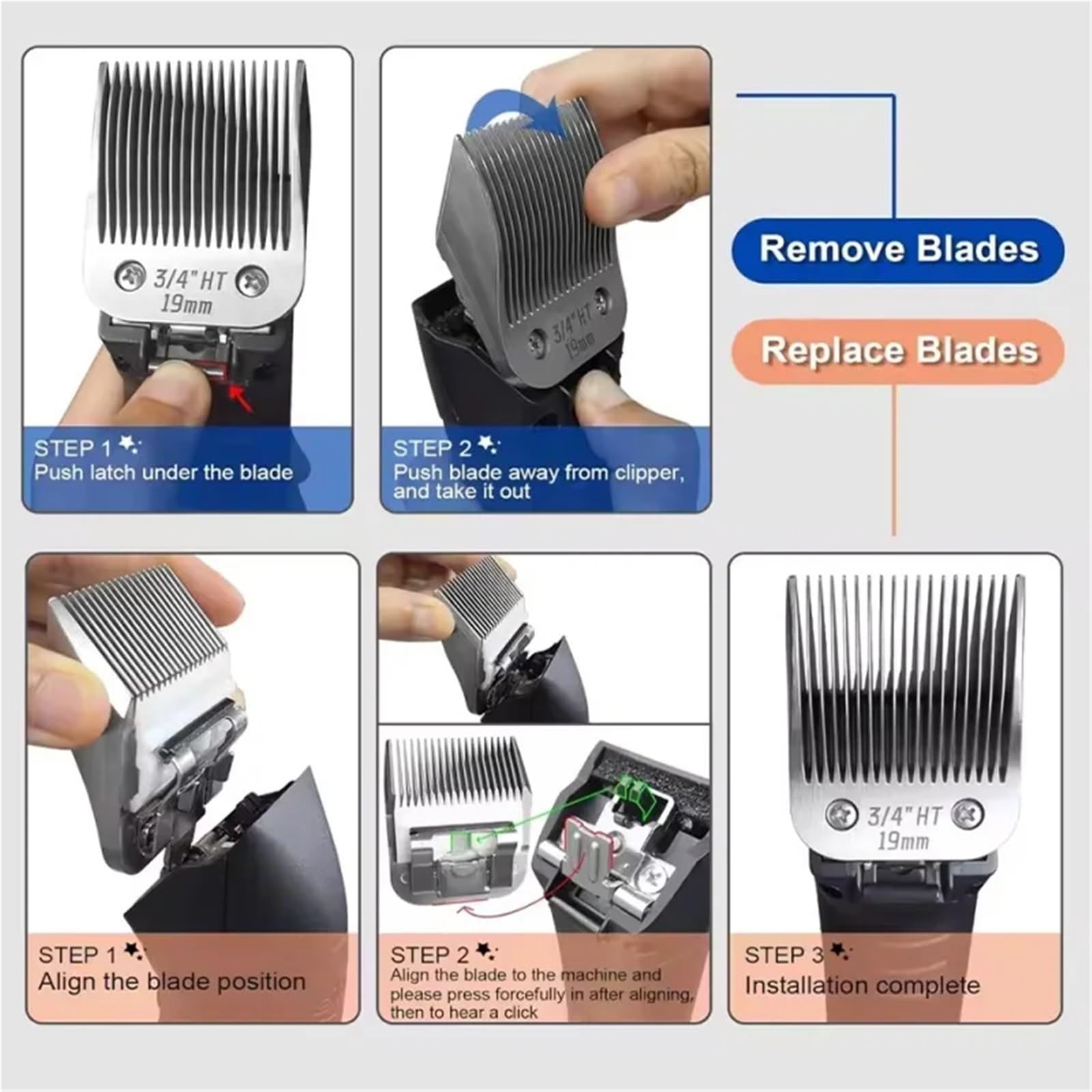 Cuchilla De Cerámica Desmontable for Peluquería Canina HT De 3/4 Pulgadas, Compatible Con Oster,A5/,Compatible Con Wahl,cortauñas for Animales De La Serie KM(3-4 HT 2PC)